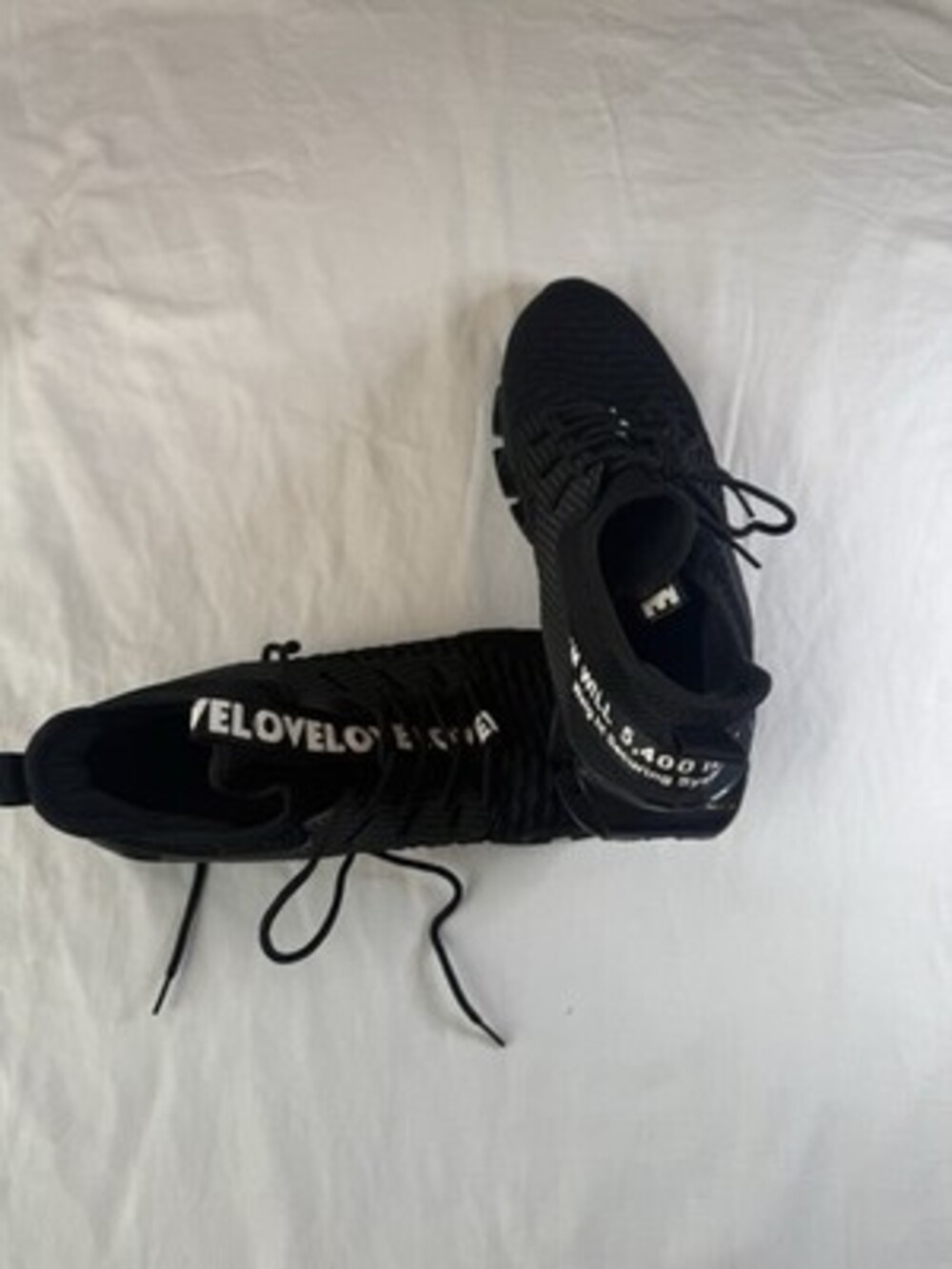 Black Breathable Knit Running Shoes Size 13